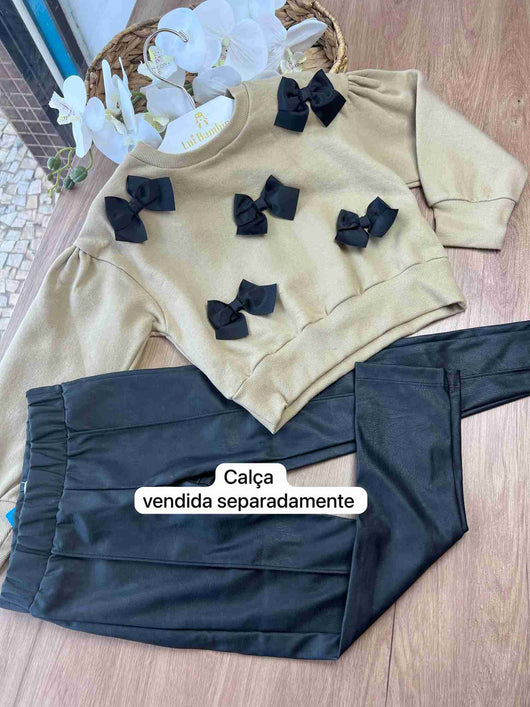 BLUSÃO MANGA LONGA PELUCIADO LAÇOS MENINA FAKINI