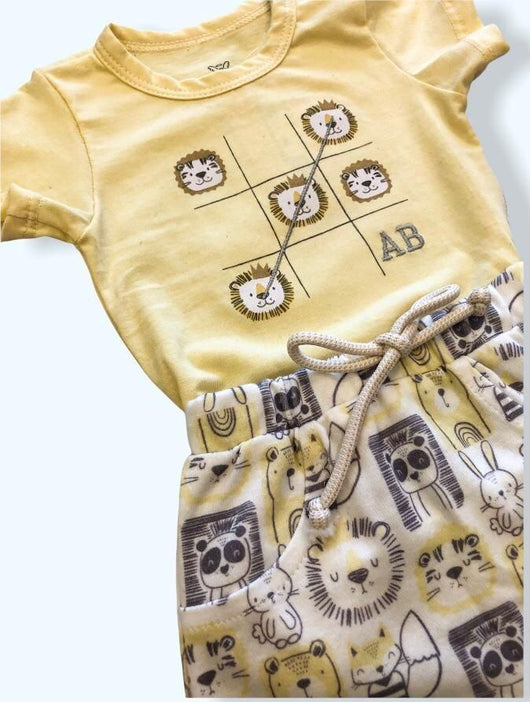 CONJUNTO BODY MANGA CURTA BERMUDA LEAO MENINO ANJOS BABY 45PRO60