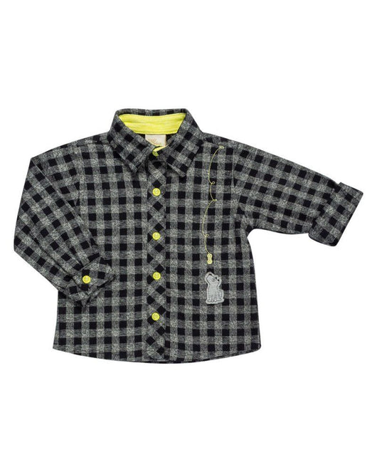 CONJUNTO CAMISA MANGA LONGA E CALCA XADREZ SARJA DOG MENINO ANJOS BABY 45PRO50+