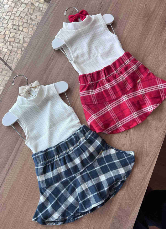 SAIA SHORT EM FLANELA XADREZ MENINA CHARPEY