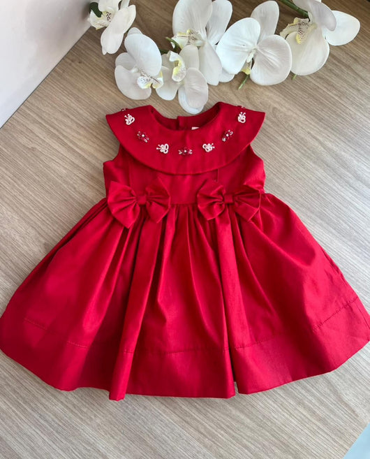 VESTIDO REGATA GOLA BORDADA LAÇOS MENINA LUI BAMBINI
