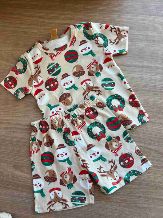 CONJUNTO PIJAMA MANGA CURTA NATALINO E BERMUDA MENINO UP BABY