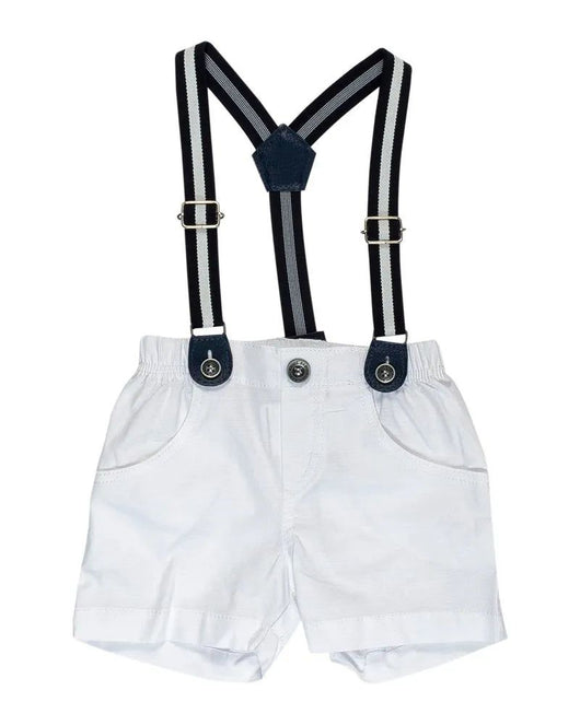 CONJUNTO BODY MANGA CURTA BERMUDA E SUSPENSORIO LISTRAS MENINO ANJOS BABY PRO45
