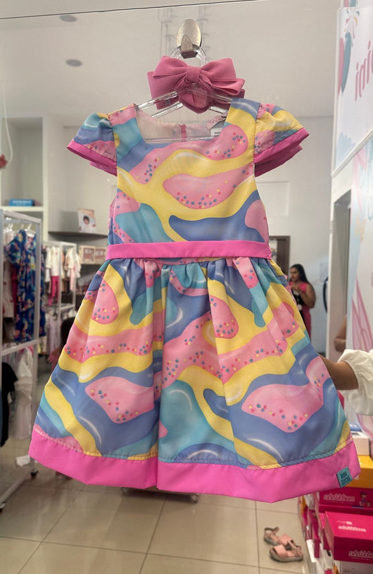 VESTIDO MANGA CURTA COM LACO E ZIPER BOLINHAS MENINA MON SUCRE PRO45