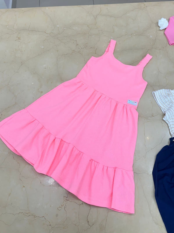 VESTIDO NEON ALÇA ELÁSTICO COM ABERTURA NAS COSTAS MENINA ABRANGE