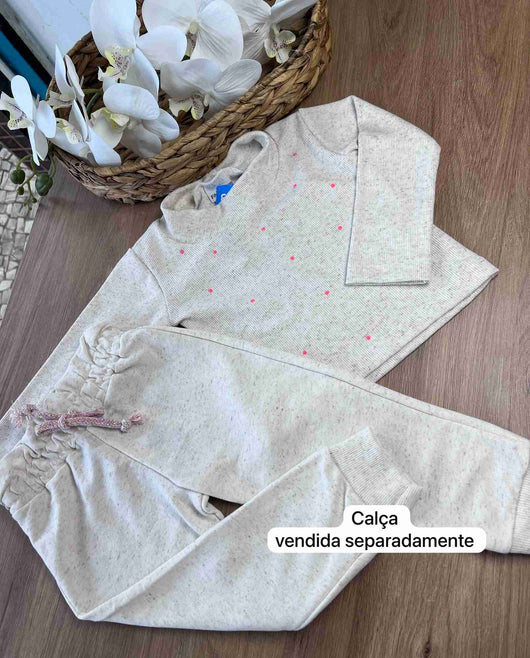 BLUSA MANGA LONGA CANELADA GOLA PADRE BOLINHAS MENINA FAKINI