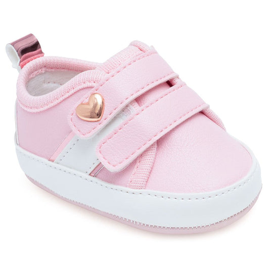 TÊNIS COM DUPLO VELCRO CORAÇÃO METÁLICO MENINA PIMPOLHO