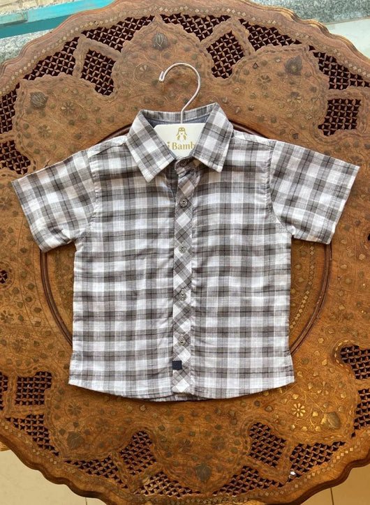 CAMISA MANGA CURTA GOLA POLO XADREZ COM BOTOES MENINO ANJOS BABY PRO50