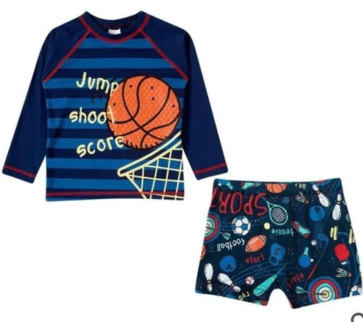 CONJUNTO CAMISETA MANGA LONGA E SUNGA BOXER BASQUETE UV50+ MENINO TIP TOP PRO20