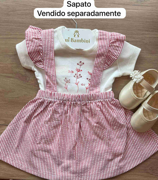 CONJUNTO SALOPETE ALÇA BABADO LISTRADO MENINA HAVE FUN