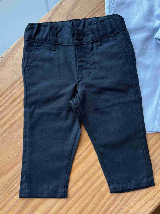 CALÇA SOCIAL OXFORD COM BOLSO AJUSTE E BORDADO MENINO POLO INFANTI