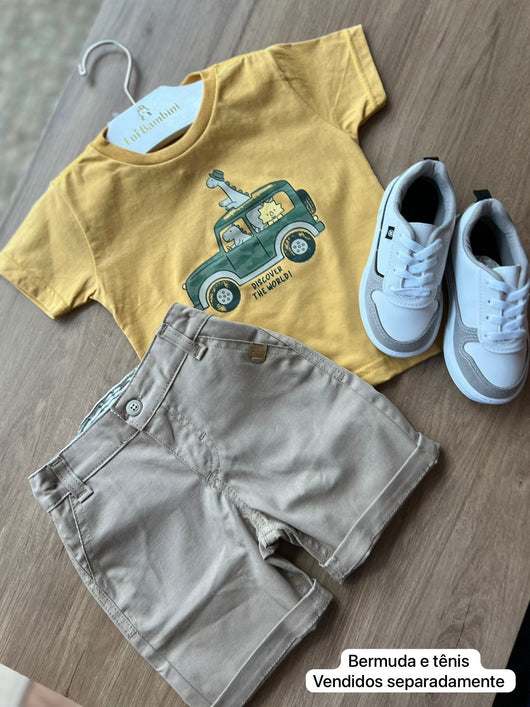CAMISA MANGA CURTA GOLA REDONDA DINO TURISMO MENINO PULLA BULLA