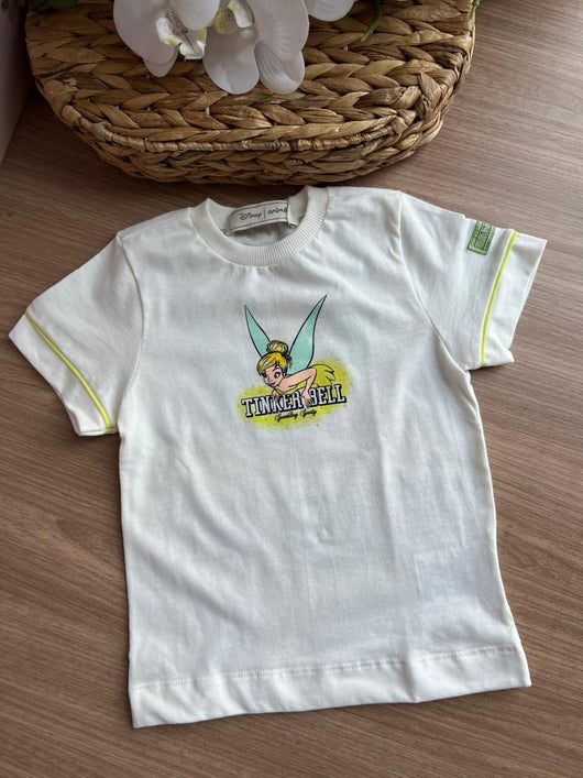 BLUSA MANGA CURTA TINKER BELL STRASS MENINA ANIMÊ