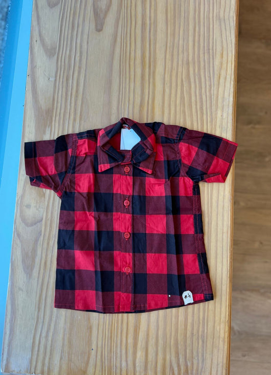 CAMISA MANGA CURTA XADREZ COM GOLA E BOTÕES MENINO LUI BAMBINI