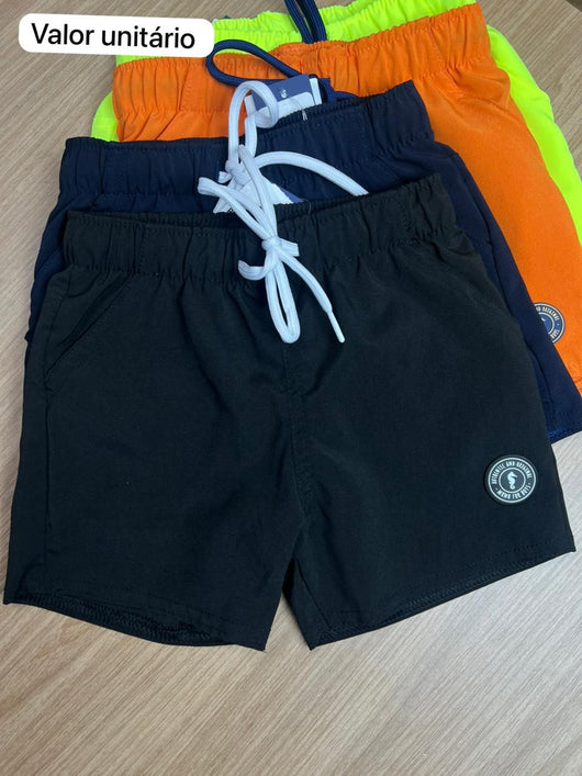 BERMUDA BOLSO CORDÃO ELÁSTICO CÓS NYLON PRAIA AUTHENTIC MENINO ONDA MARINHA