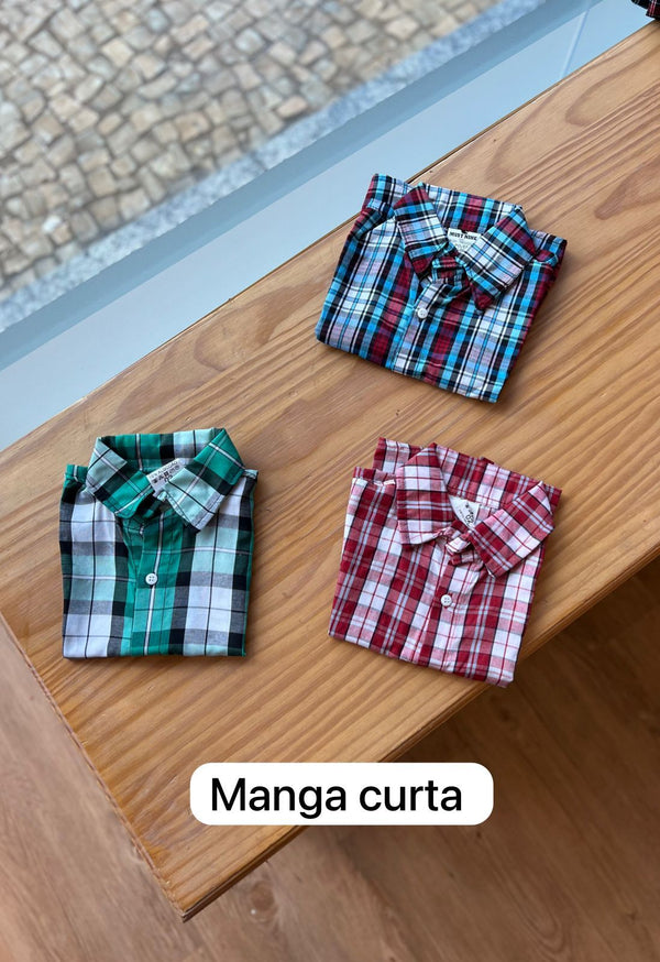 CAMISA MANGA CURTA XADREZ QUADRICULADA LISTRAS UNISSEX LUI BAMBINI