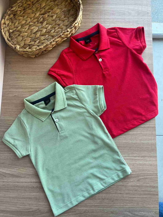 CAMISA MANGA CURTA POLO CASUAL LISA BÁSICA MENINO OGOCHI