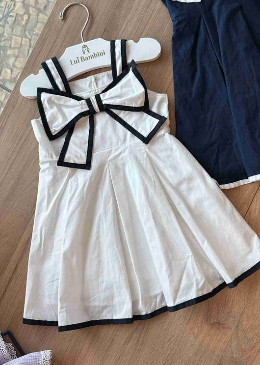 VESTIDO ALÇA COM LAÇO BORDAS MENINA MILON