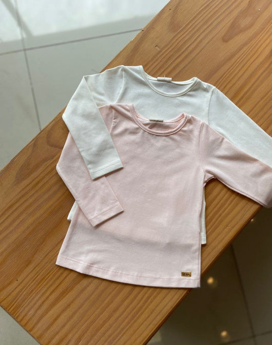 BLUSA MANGA LONGA EM MALHA LISA MENINA NINI E BAMBINI