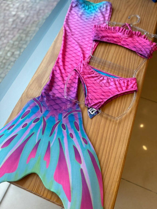 CONJUNTO BIQUINI CALCINHA E CAUDA SEREIA COM BABADO UV50+ MENINA LUI BAMBINI