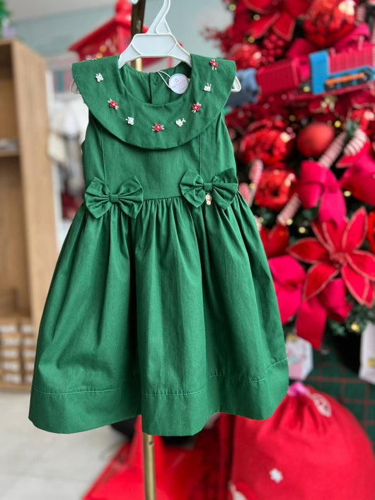 VESTIDO REGATA NATAL GOLA BORDADA LAÇOS MENINA LUI BAMBINI