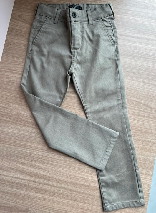 CALÇA SARJA CASUAL CETIMFLEX SLIM COM BOLSO MENINO KING&JOE
