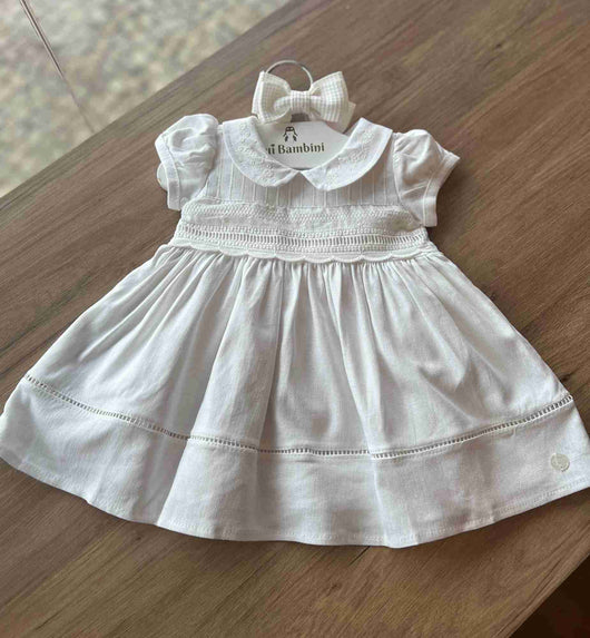 VESTIDO MC BORDADO LINHO BATIZADO MENINA ANJOS BABY