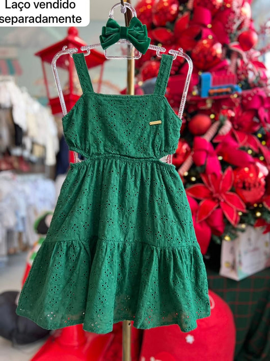 VESTIDO ALÇA LAISE FUROS BORDADOS MENINA COLORITTÁ