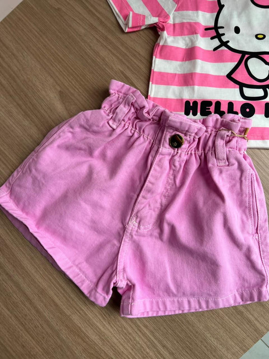 SHORT JEANS BOLSO ELÁSTICO E ZIPER MENINA LUI BAMBINI