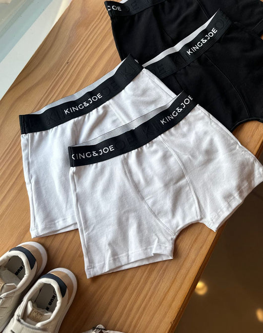 KIT 2 CUECAS BOXER BASICA LISA MENINO KING&JOE
