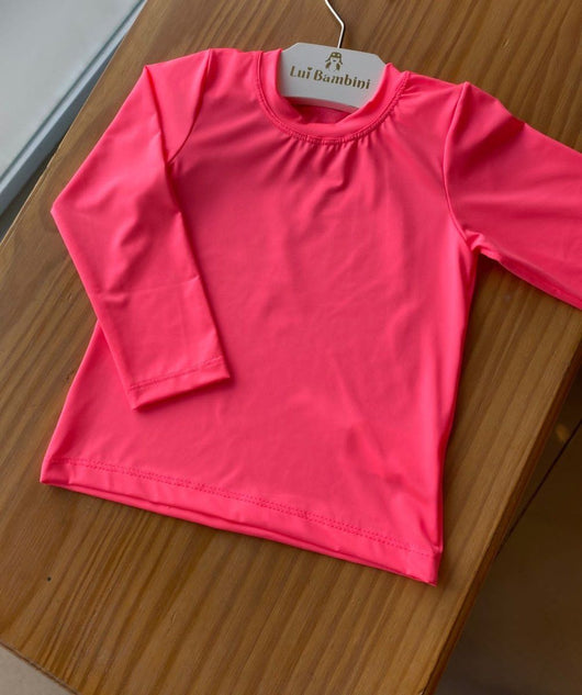 BLUSA MANGA LONGA LISA COM PROTEÇÃO SOLAR UV50+ MENINA BICHO BAGUNÇA