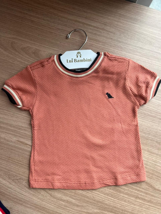 CAMISETA MANGA CURTA TEXTURIZADA GOLA CONTRASTE MENINO QUIMBY