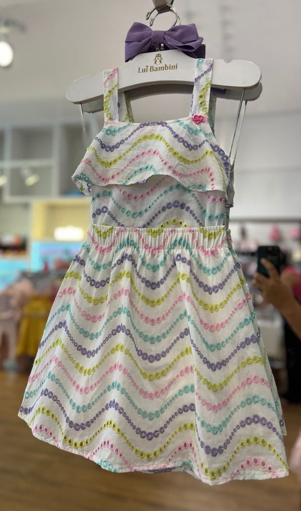 CONJUNTO BATA COM ALÇA E SAIA EM LAISE COLORIDA MENINA FAKINI