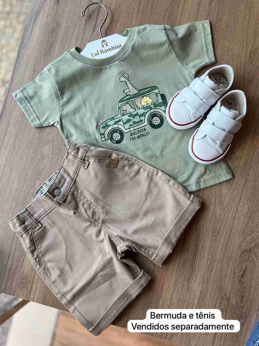 CAMISA MANGA CURTA GOLA REDONDA DINO TURISMO MENINO PULLA BULLA