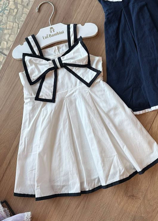 VESTIDO ALÇA COM LAÇO BORDAS MENINA MILON