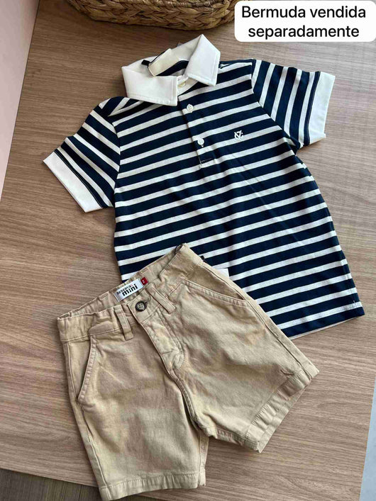 CAMISA MANGA CURTA LISTRADA BOTÕES MENINO YOUCCIE