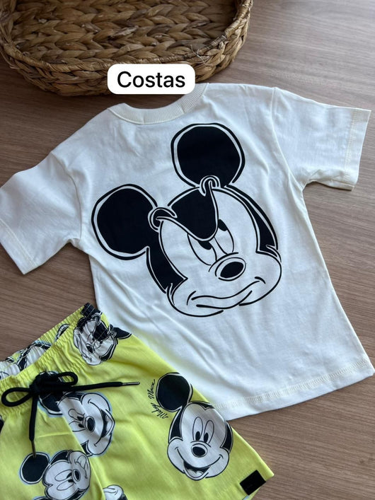 CONJUNTO CAMISETA MANGA CURTA ESTAMPA MICKEY E BERMUDA MENINO YOUCCIE