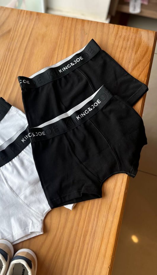 KIT 2 CUECAS BOXER BASICA LISA MENINO KING&JOE