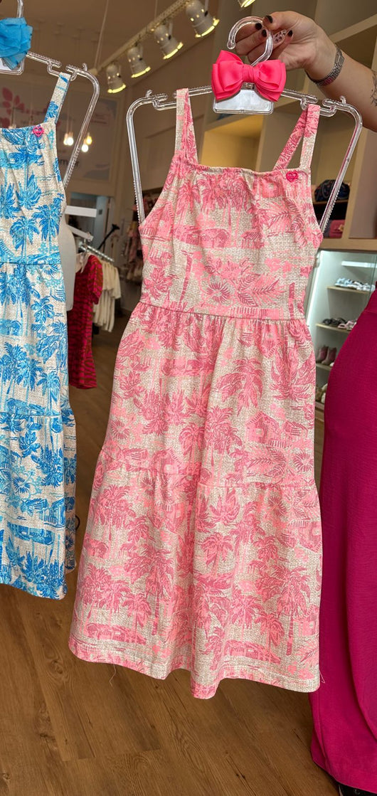 VESTIDO MIDI COM ALÇA E AMARRAÇÃO COQUEIROS MENINA FAKINI