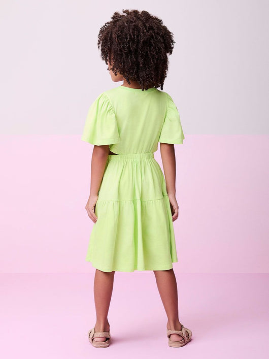 VESTIDO MANGA CURTA ABERTURA PINGENTE MENINA MOMI PRO30