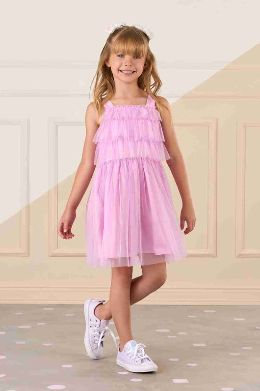 VESTIDO REGATA MANGA CURTA CAMADAS TULE MENINA MON SUCRE