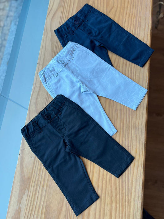 CALÇA SOCIAL OXFORD COM BOLSO AJUSTE E BORDADO MENINO POLO INFANTI
