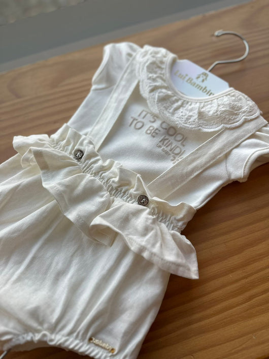 CONJUNTO BODY MANGA CURTA GOLA LAISE COM TAPA FRALDAS DE ALCA MENINA UP BABY PRO50