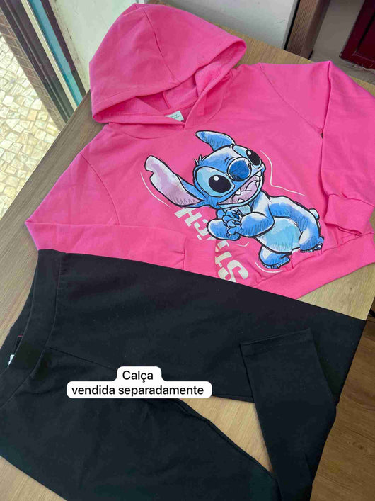 BLUSÃO MANGA LONGA STITCH CAPUZ MENINA FAKINI