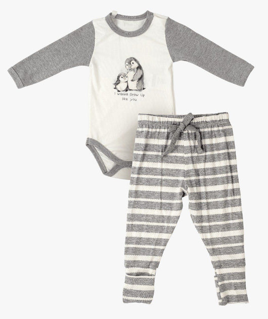 CONJUNTO BODY MANGA LONGA E CALCA PE REVERSIVEL PINGUINS MENINO GROW UP PRO45