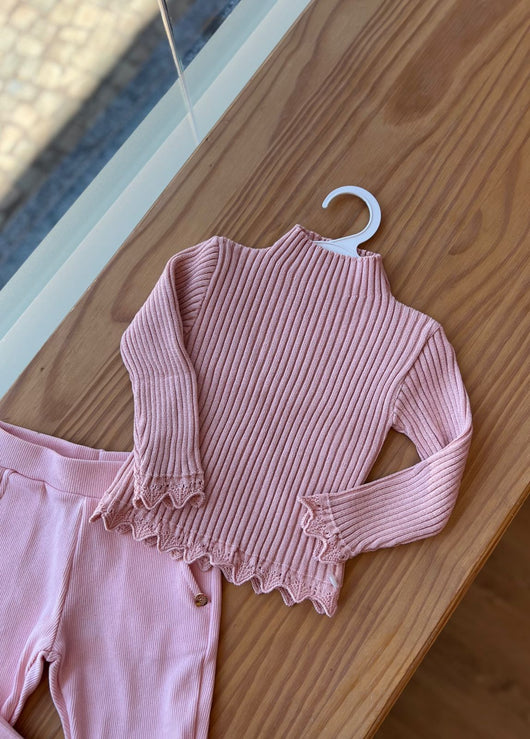 BLUSA MANGA LONGA TRICÔ TRABALHADO COM GOLA ALTA MENINA MINI LADY