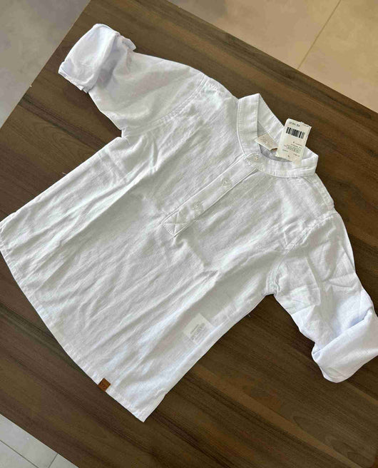 CAMISA BATA MANGA LONGA REVERSIVEL COM GOLA PADRE MENINO ANJOS BABY 40PRO50