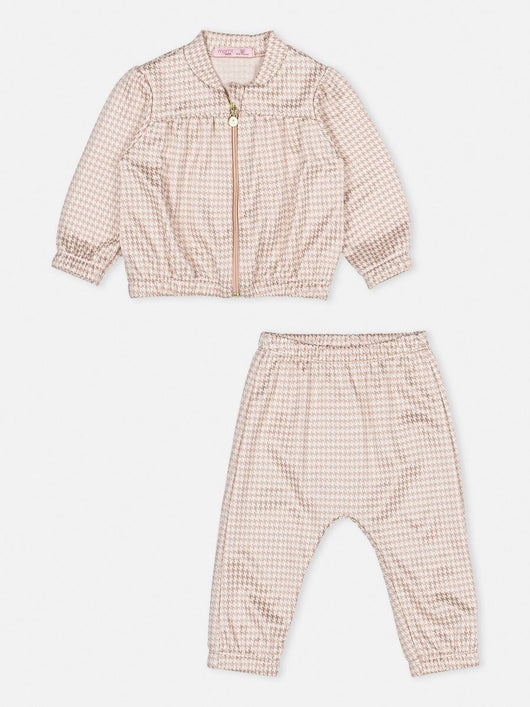CONJUNTO CASACO MANGA LONGA COM ZIPER E CALCA PIED DE POULE MENINA MOMI PRO50