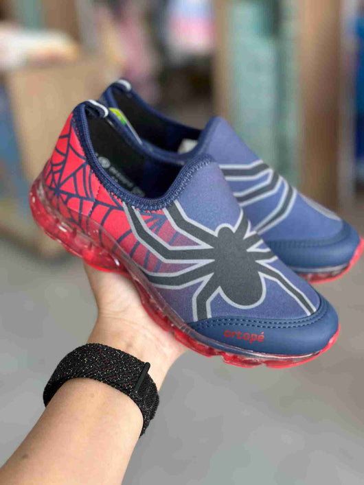 TENIS POWER LIGHT EM NEOPRENE COM LED HOMEM ARANHA MENINO ORTOPE 35PRO50