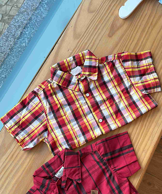 CAMISA MANGA CURTA XADREZ E QUADRICULADA UNISSEX LUI BAMBINI